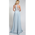 Beautiful Silk Evening Dress with 3D Flowers on Top